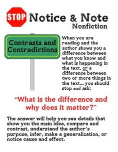 11 Contrast Contradiction Notice And Note Ideas Notice And Note Reading Workshop Teaching 11 Contrast Contradiction Notice And Note Ideas Notice And Note Reading Workshop Teaching