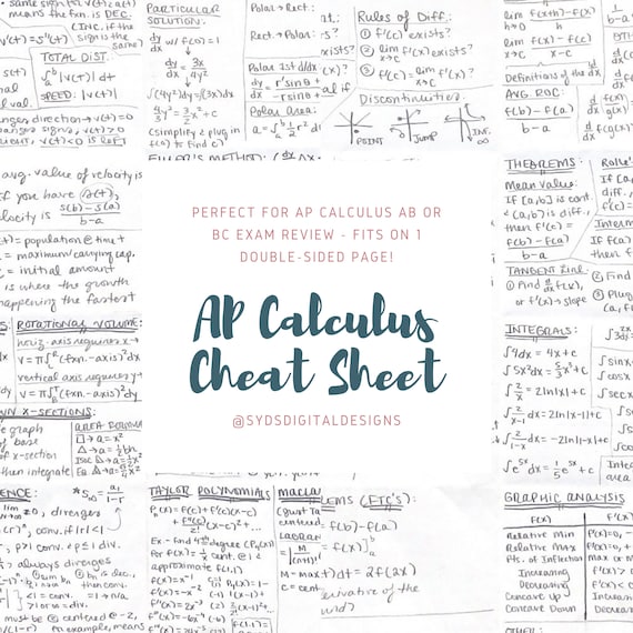 Ap Calculus Ab Bc Reference Sheet Etsy Ap Calculus Ab Bc Reference Sheet Etsy