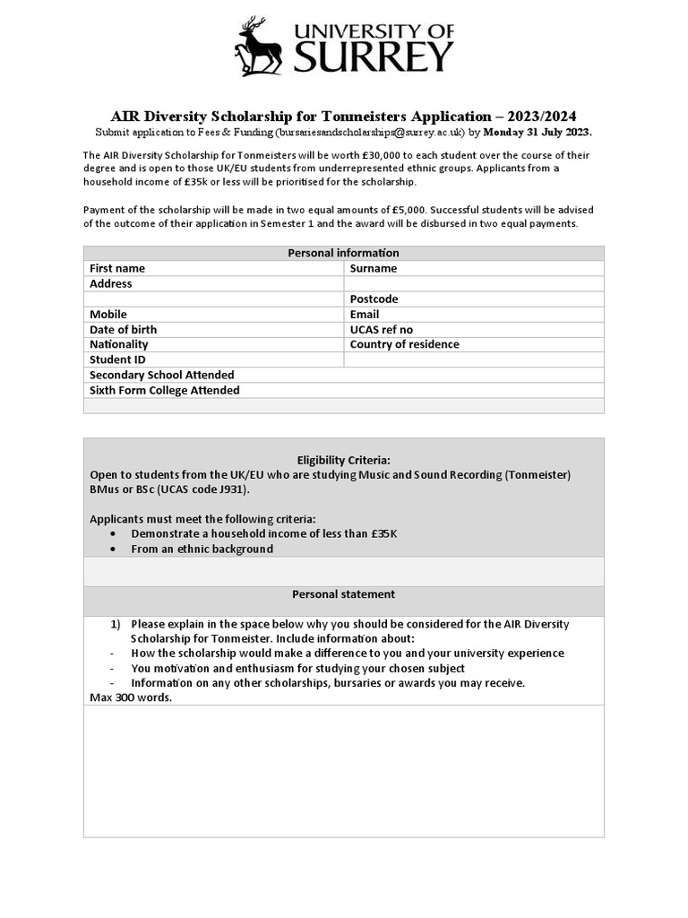 Diversity Scholarship Application Guide