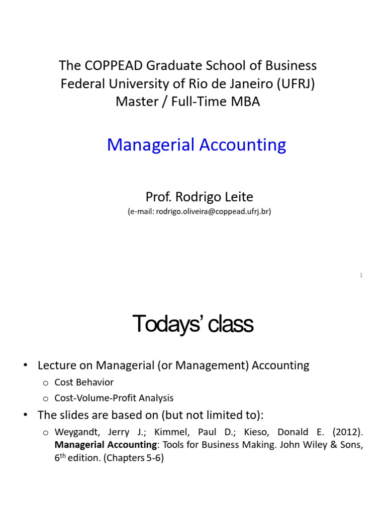 Managerial Accounting Class Essentials