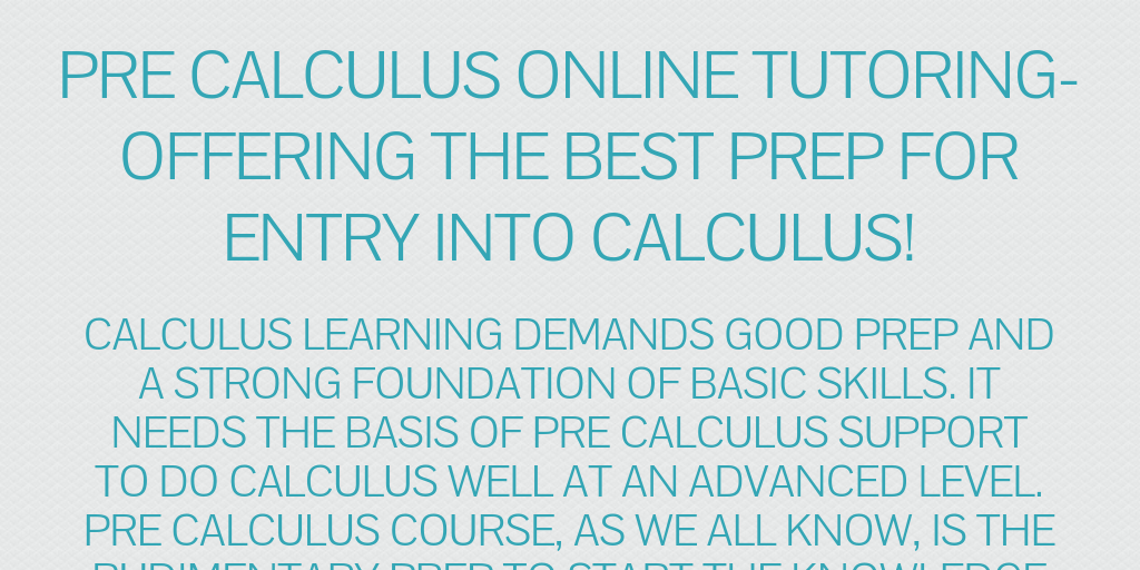Pre Calculus Online Course