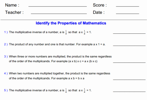 5 Properties of Operations